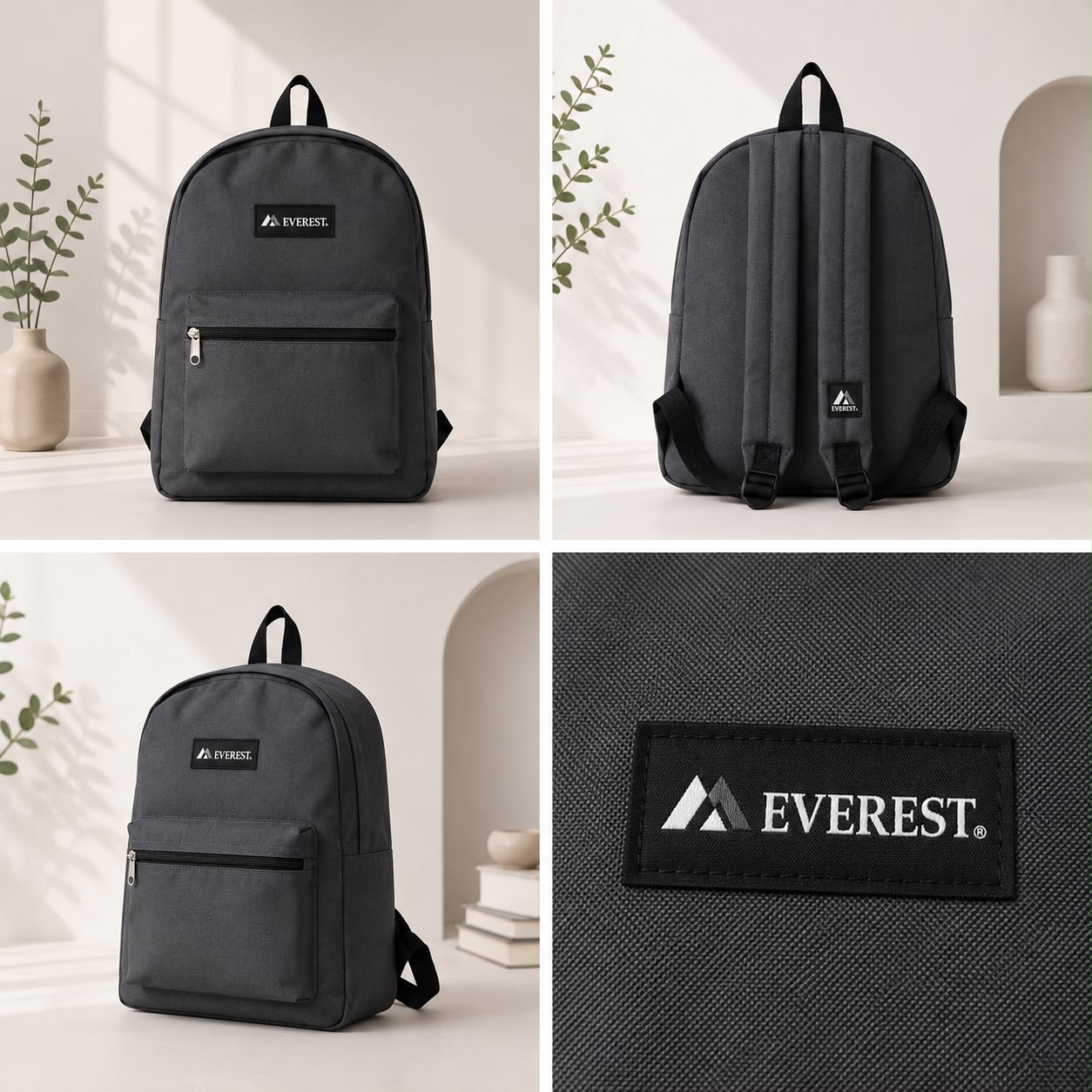 Everest Classic Everyday Backpack – Charcoal Grey