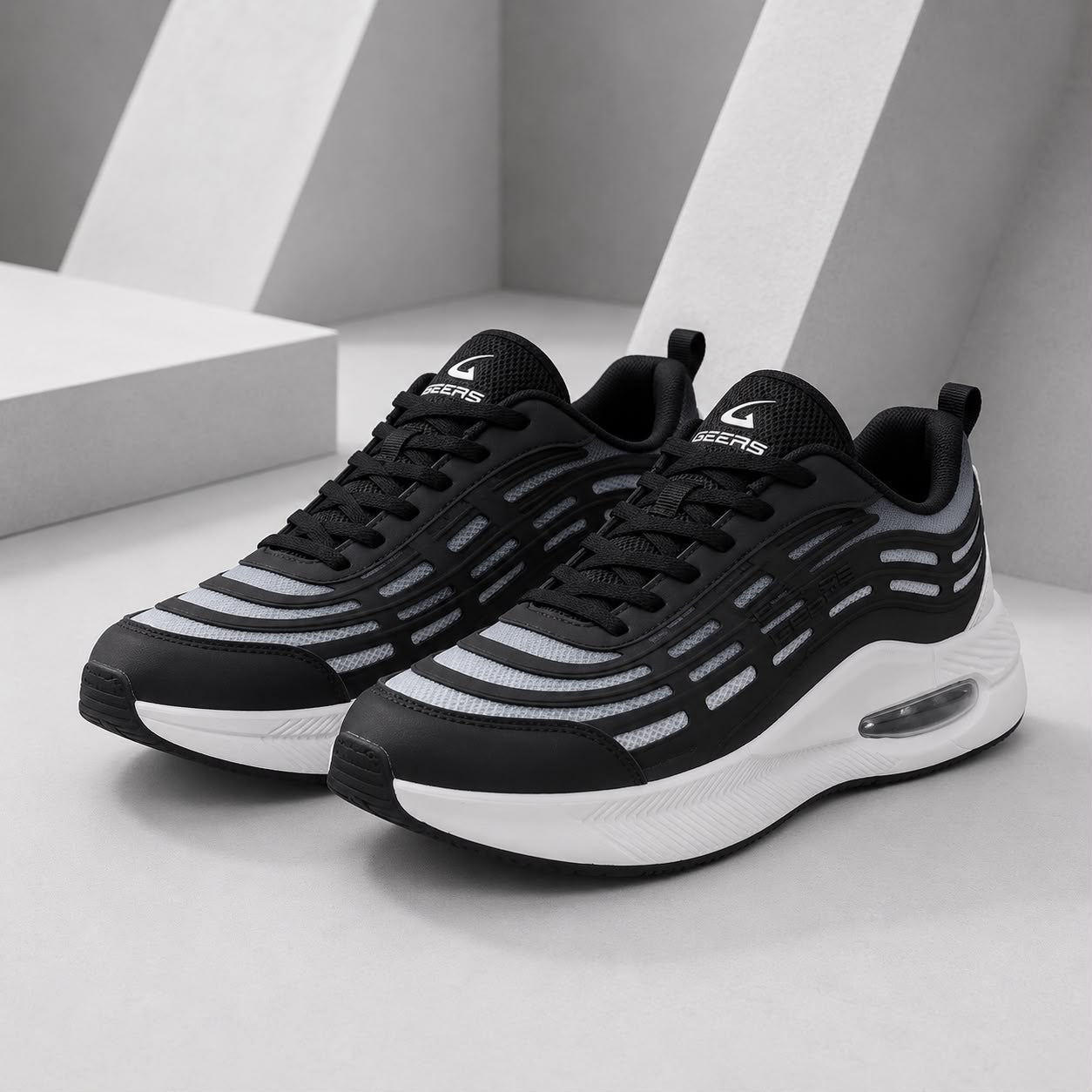 Men’s Comfort-Foam Athletic Sneakers – Black