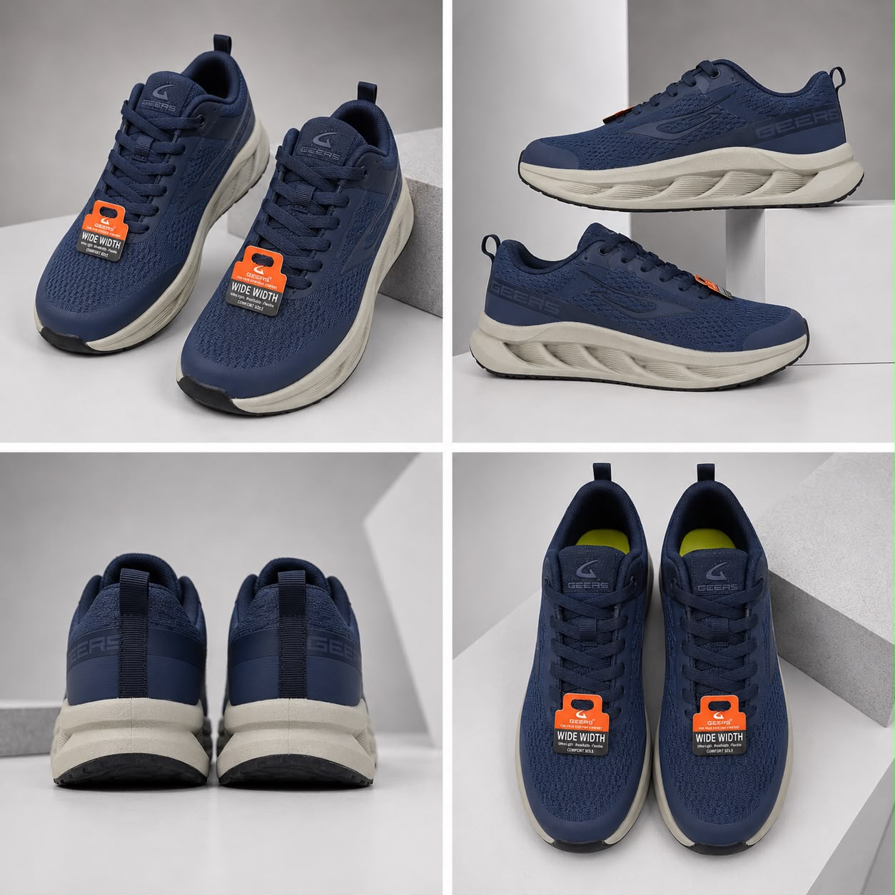 Men’s Wide-Fit Athletic Sneakers – Navy Blue