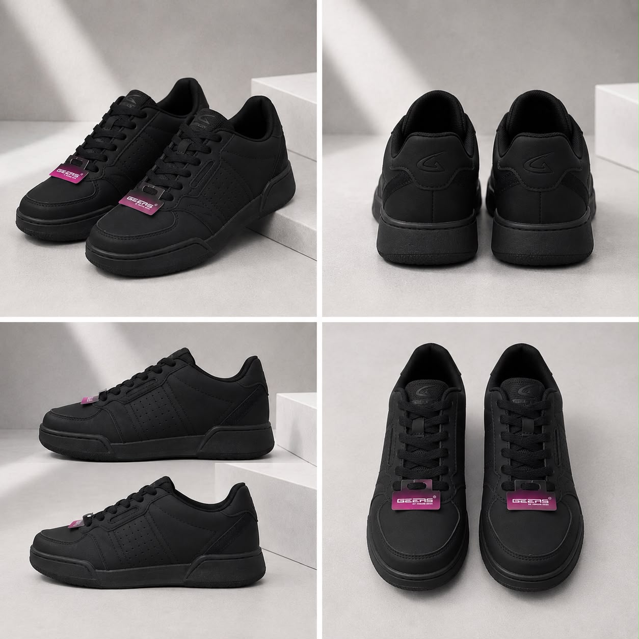 Women’s All-Black Lace-Up Sneakers – Size 10