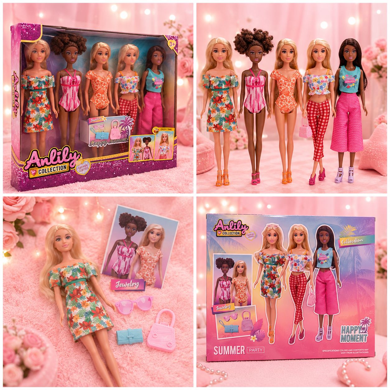 Anlily Summer Fashion Doll Collection – 5-Piece Set