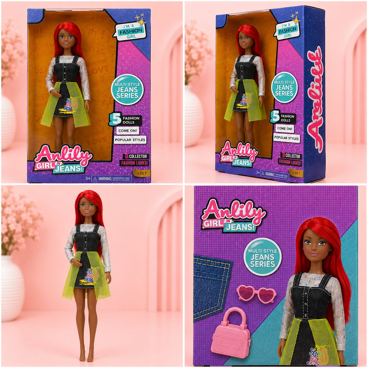 Anlily Red-Haired Fashion Doll with Accessories