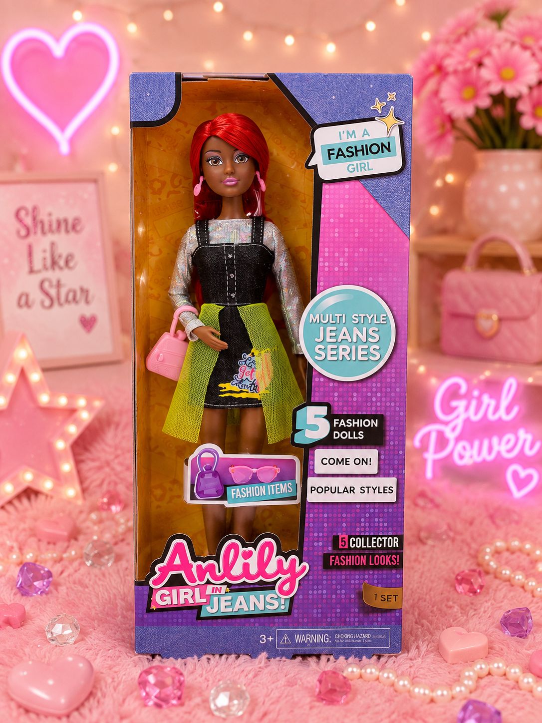 Anlily Red-Haired Fashion Doll with Accessories