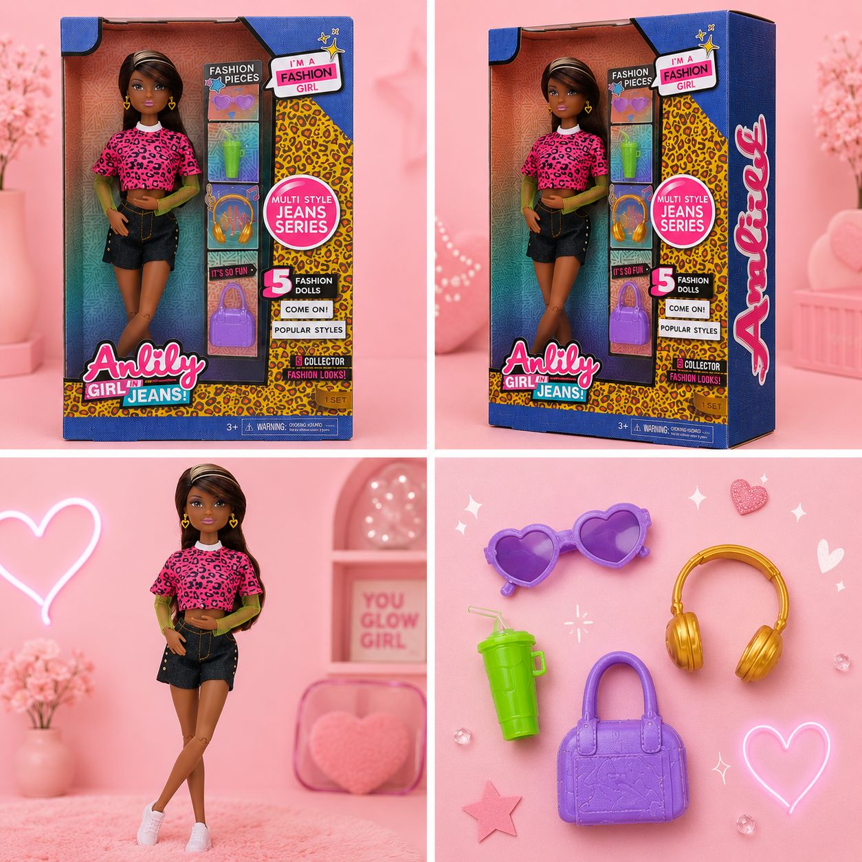 Anlily Leopard Print Fashion Doll & Accessories