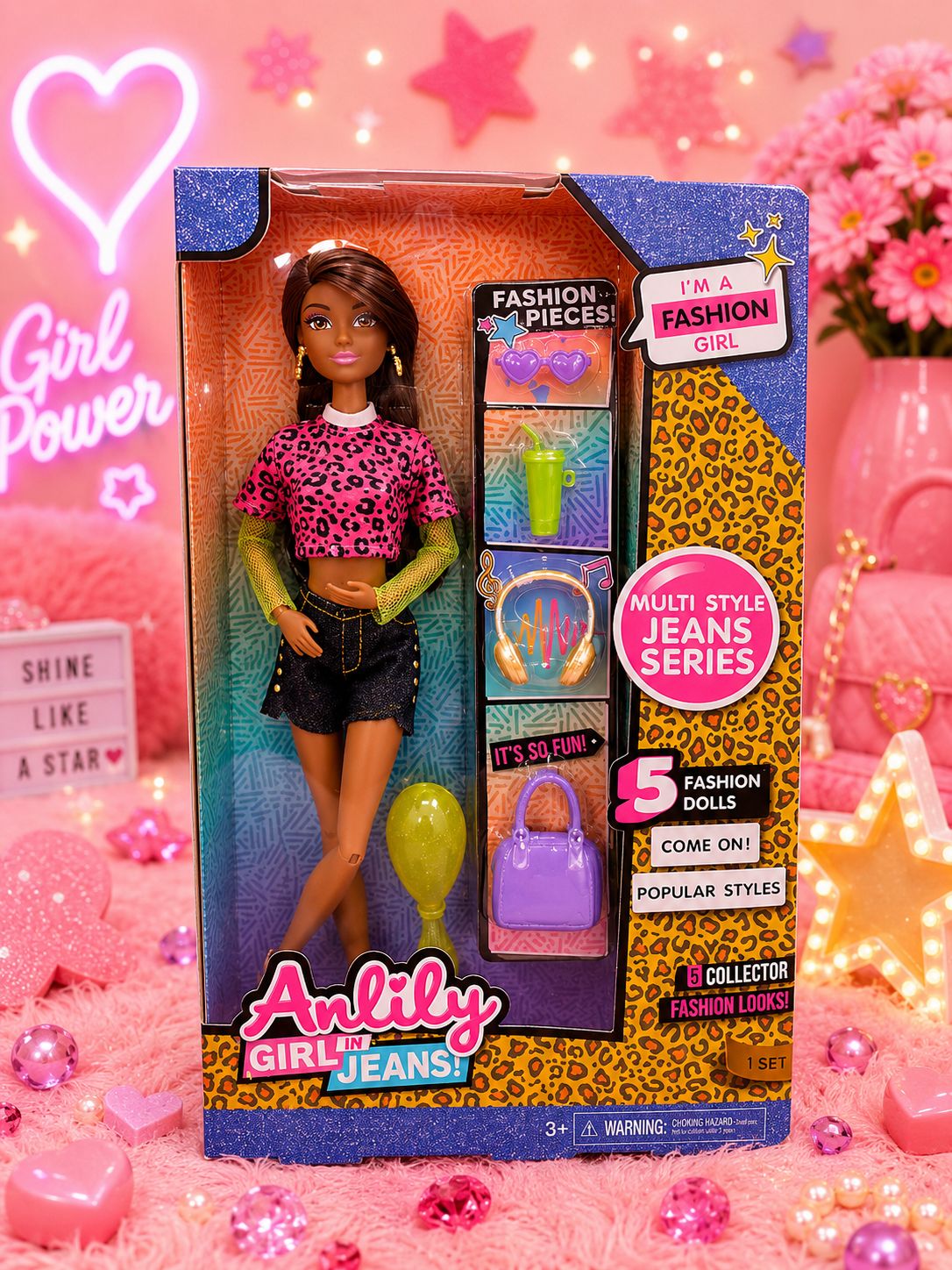 Anlily Leopard Print Fashion Doll & Accessories