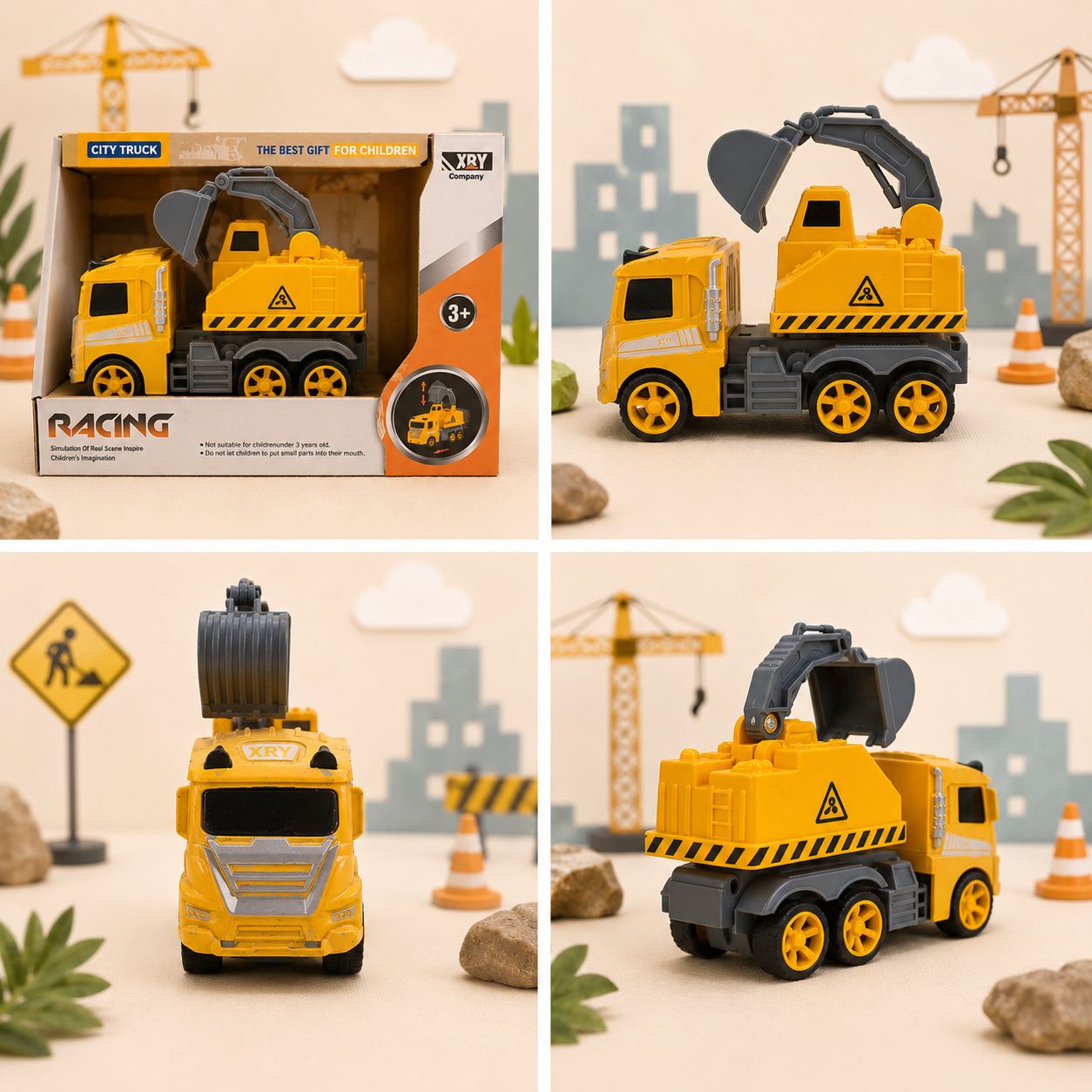 Kids’ City Excavator Construction Truck – Yellow