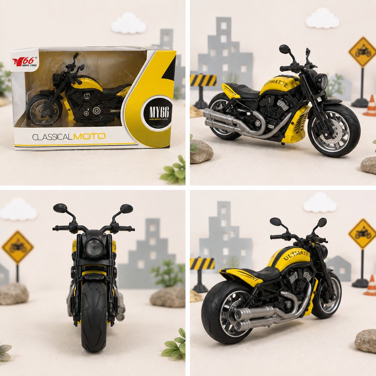 MY66 Classic Cruiser Motorcycle Display Model – Yellow & Black