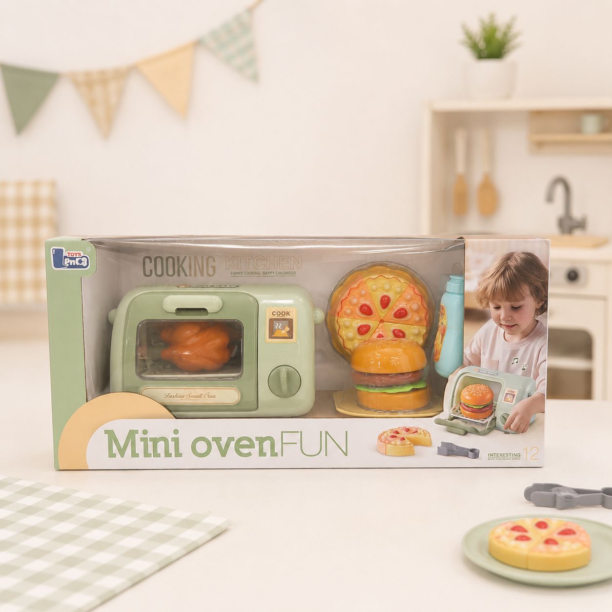 Kids’ Mini Oven Pretend-Play Kitchen Set – 12 Pieces