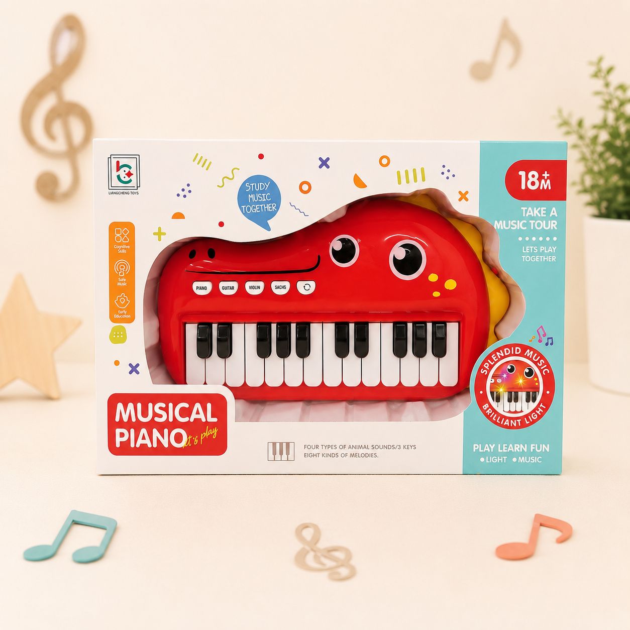 Kids’ Dinosaur Musical Piano with Lights & Sounds