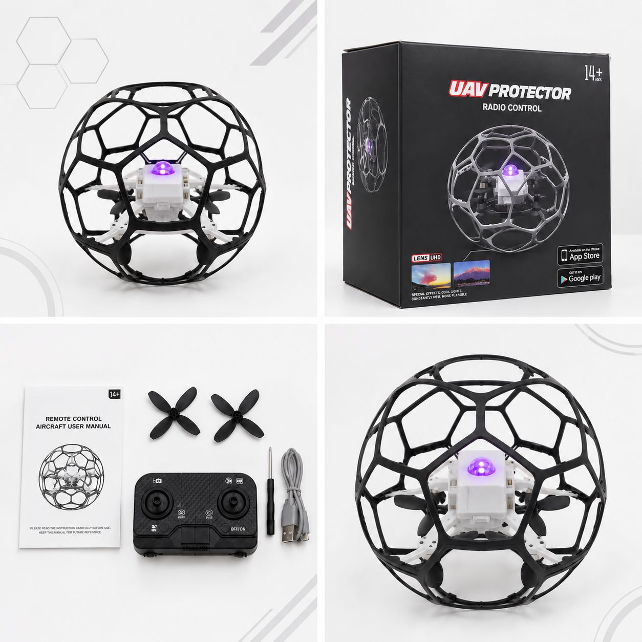 UAV Protector Radio-Controlled Cage Drone with Camera