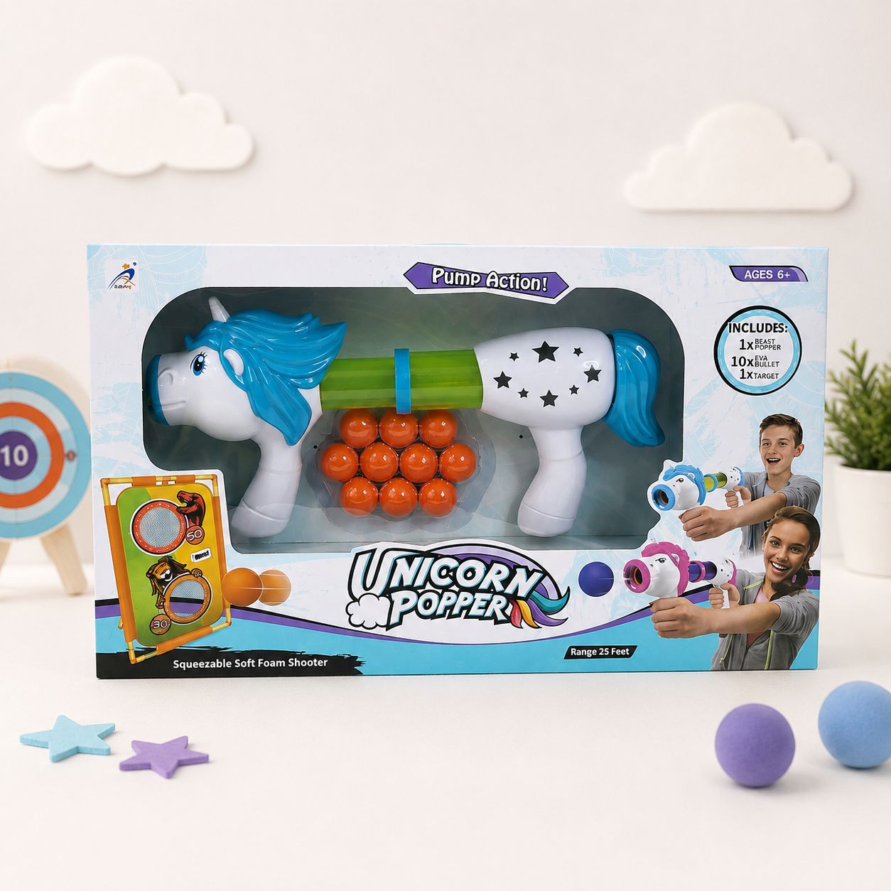 Unicorn Popper Pump-Action Foam Ball Shooter Set