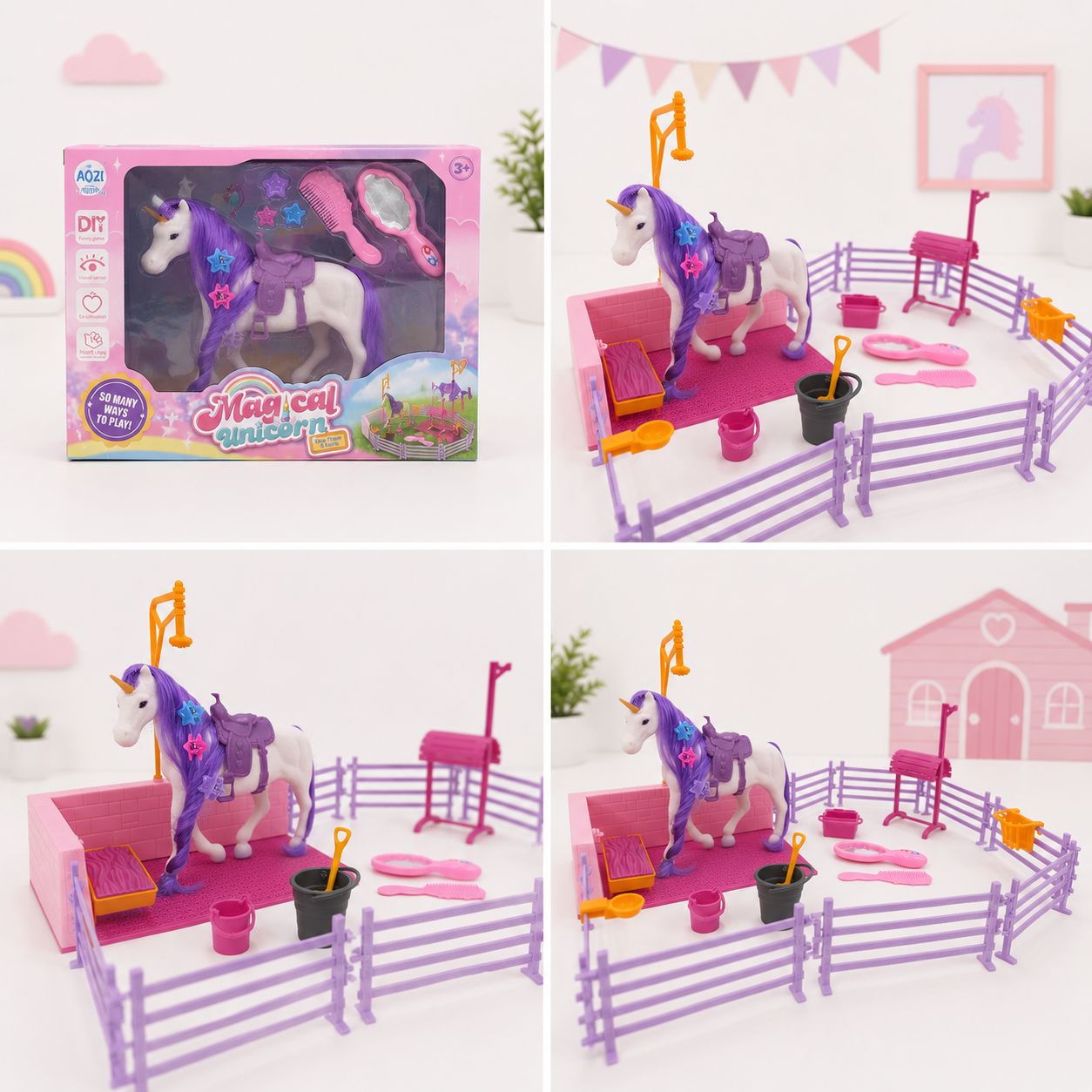 Magical Unicorn Stable & Grooming Playset