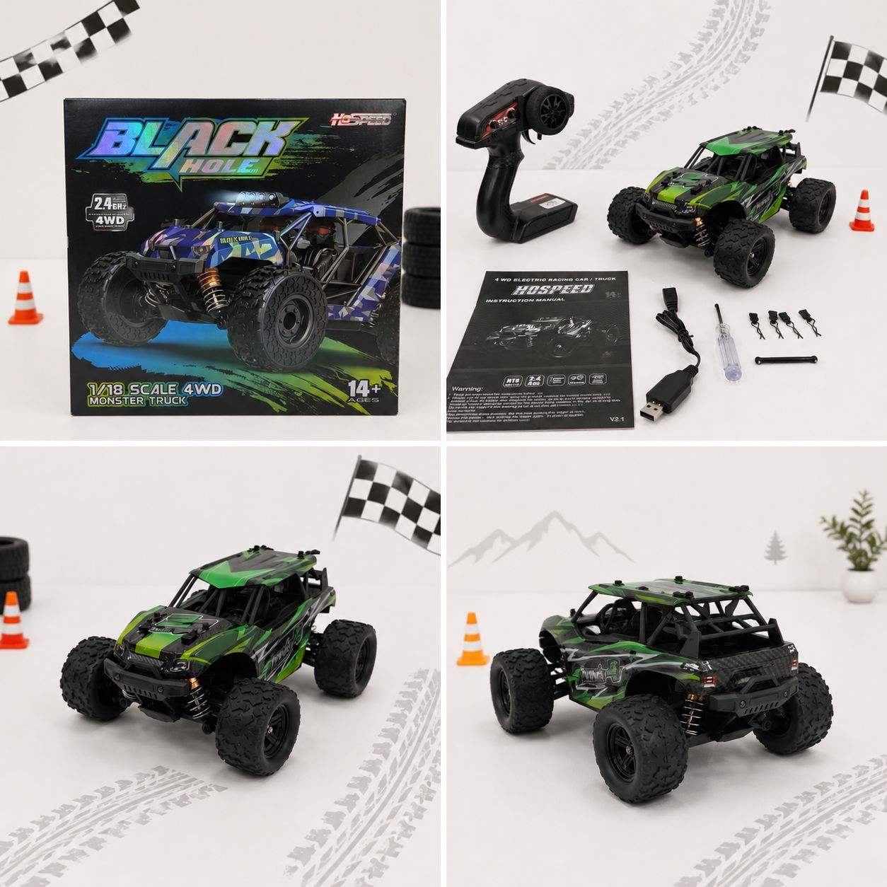 Black Hole 1:18 Scale 4WD Remote Control Monster Truck