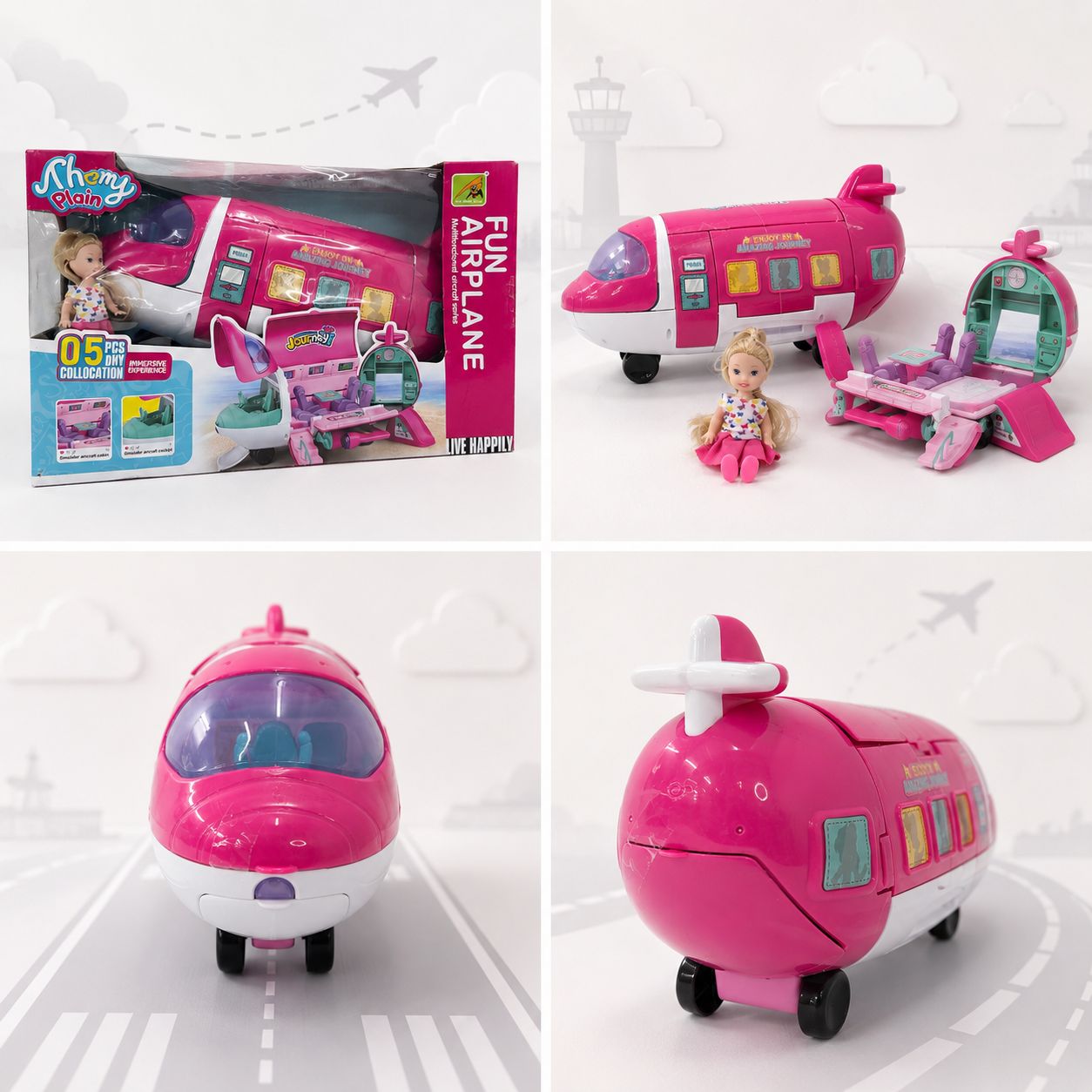 Kids’ 5-Piece Fun Airplane & Doll Playset