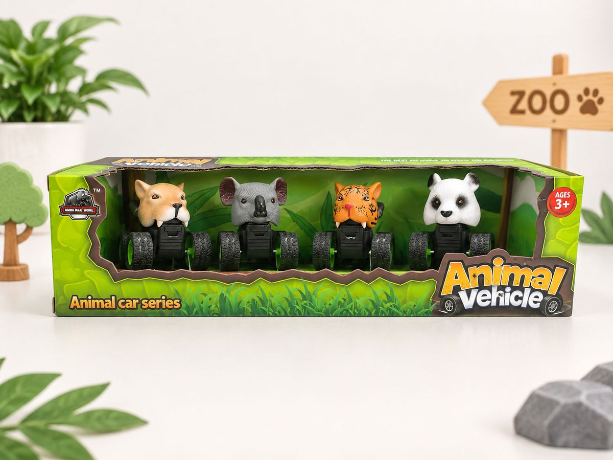 Animal Vehicle 4-Piece Toy Car Set