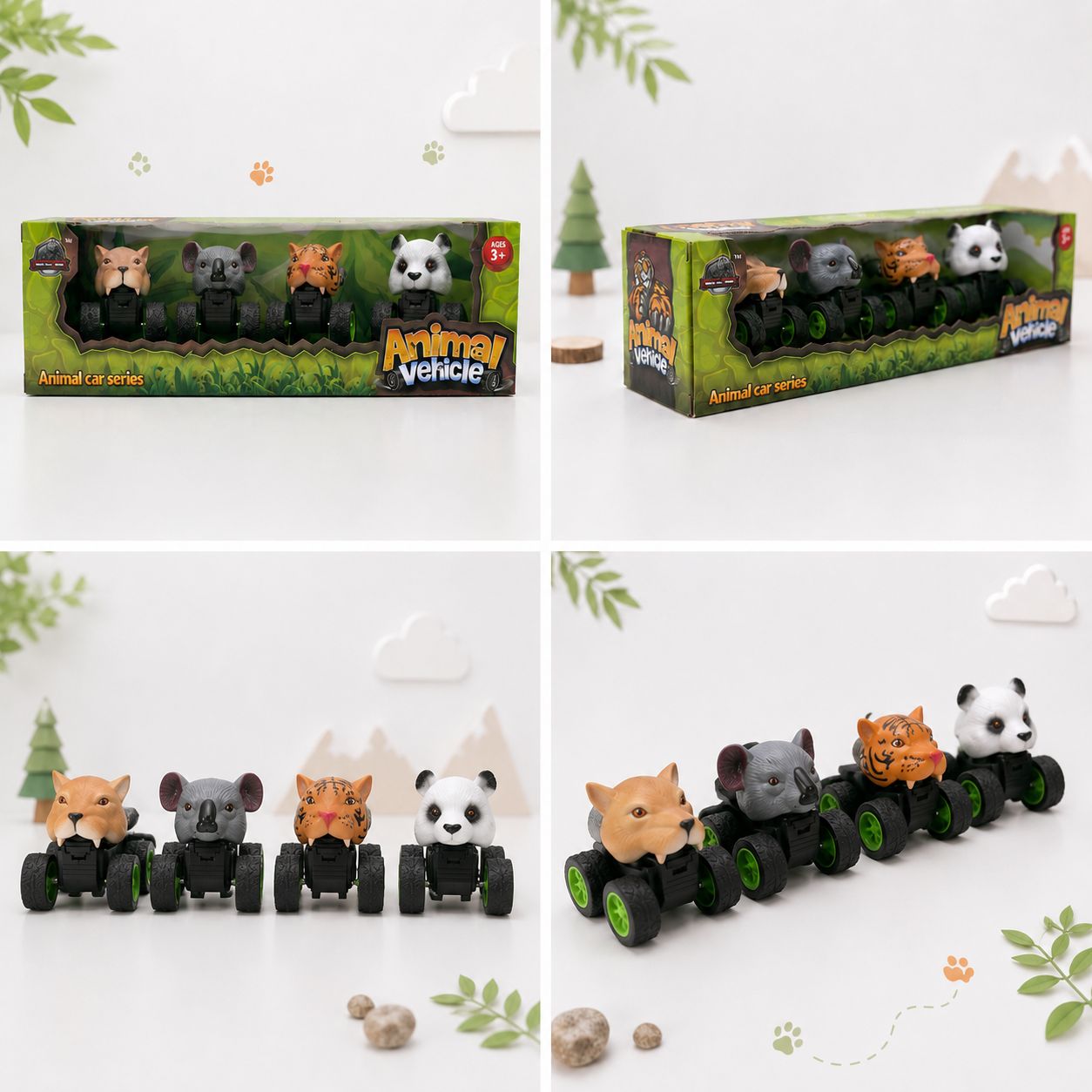 Animal Vehicle 4-Piece Toy Car Set