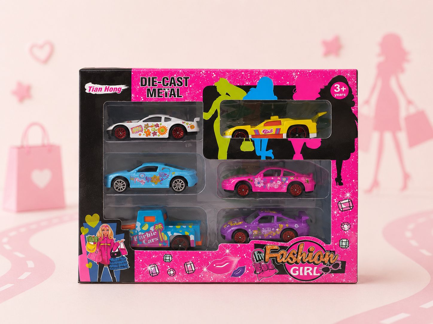 Fashion Girl 6-Piece Die-Cast Toy Car Set