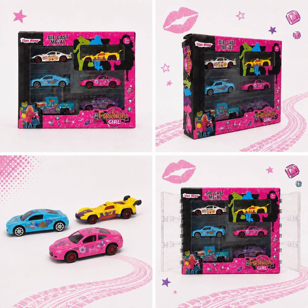 Fashion Girl 6-Piece Die-Cast Toy Car Set