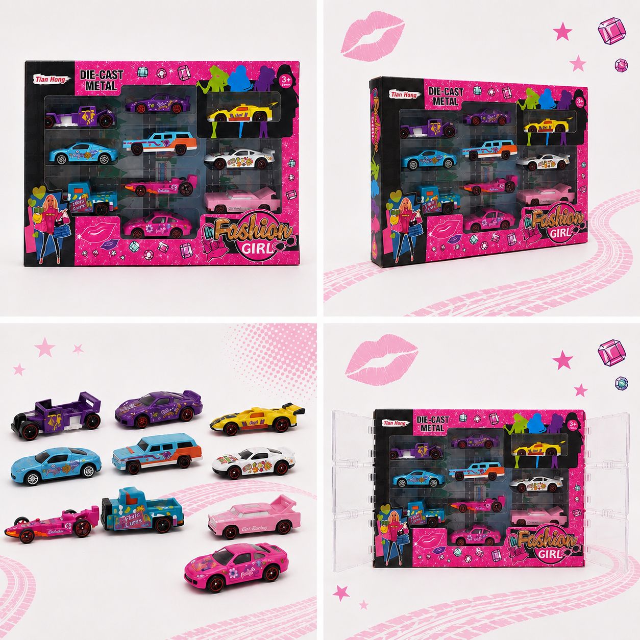 Fashion Girls 10-Piece Die-Cast Toy Car Set