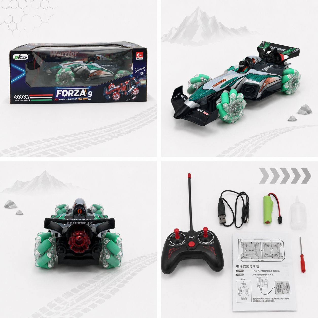Forza 9 Remote-Control Spray Stunt Racing Car