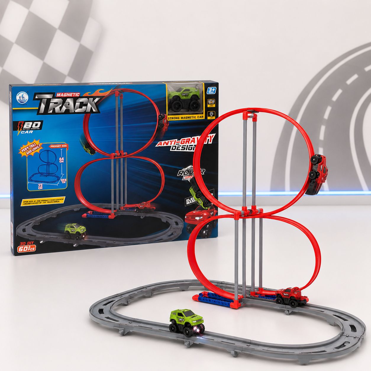 Magnetic Double-Loop Racing Track Set