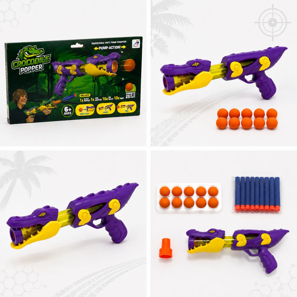 Crocodile Pump-Action Foam Ball & Dart Blaster