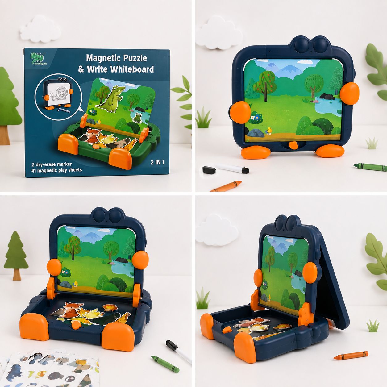Kids’ 2-in-1 Magnetic Puzzle & Whiteboard Set