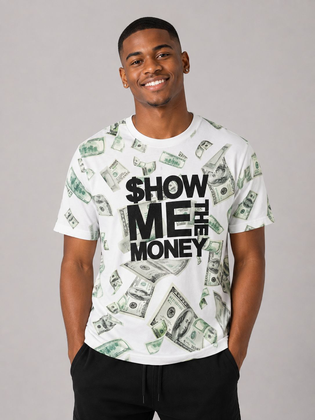Victorious Men’s Show Me the Money Graphic T-Shirt – White
