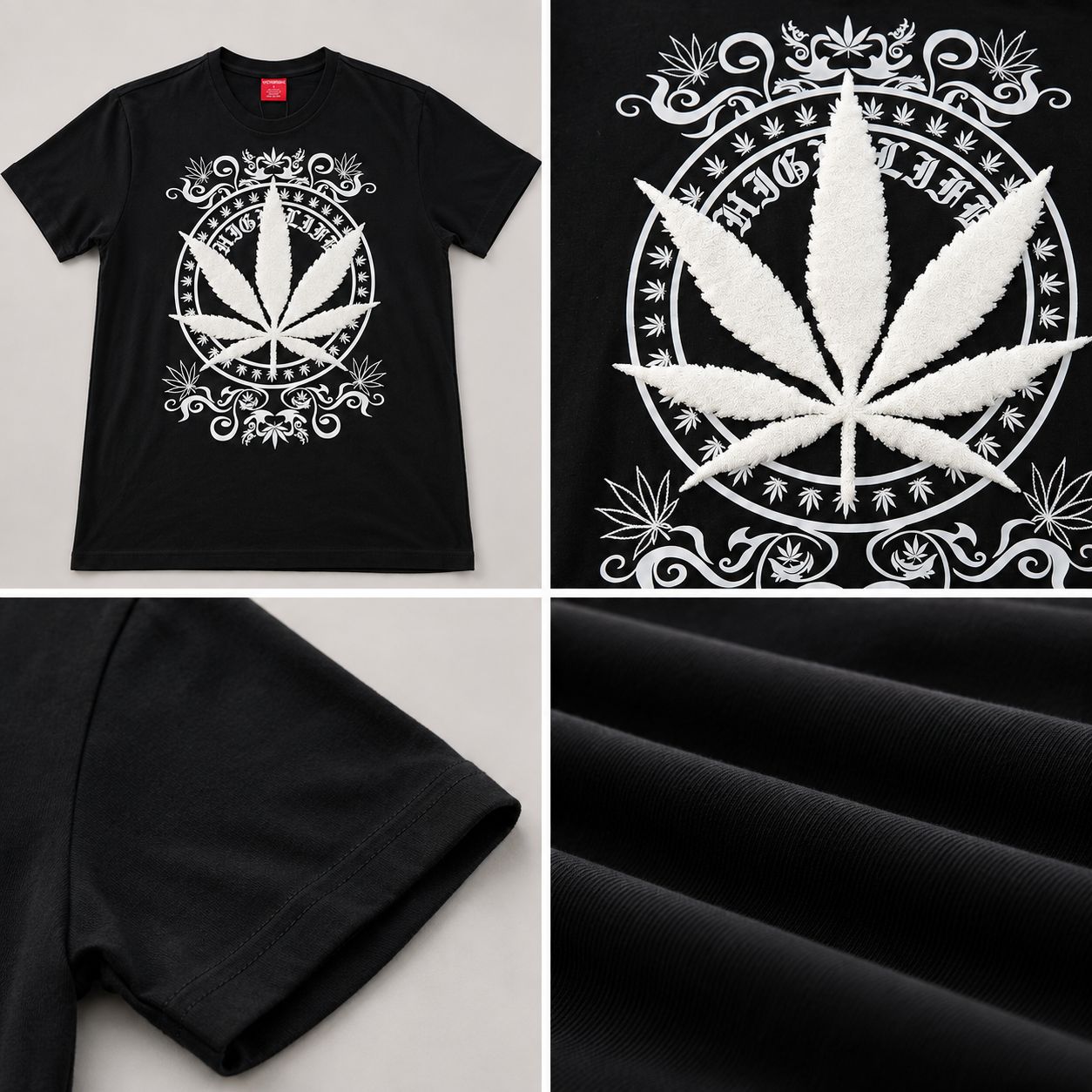 Men’s High Life Leaf Graphic T-Shirt – Black