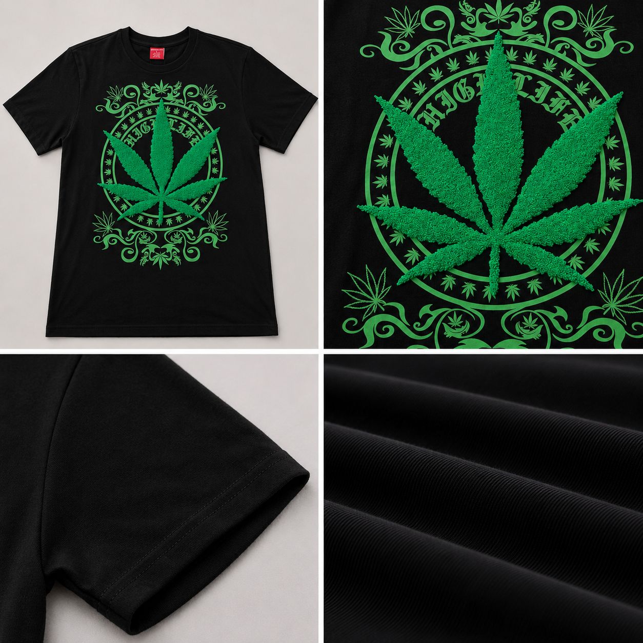 Men’s High Life Leaf Graphic T-Shirt – Black & Green