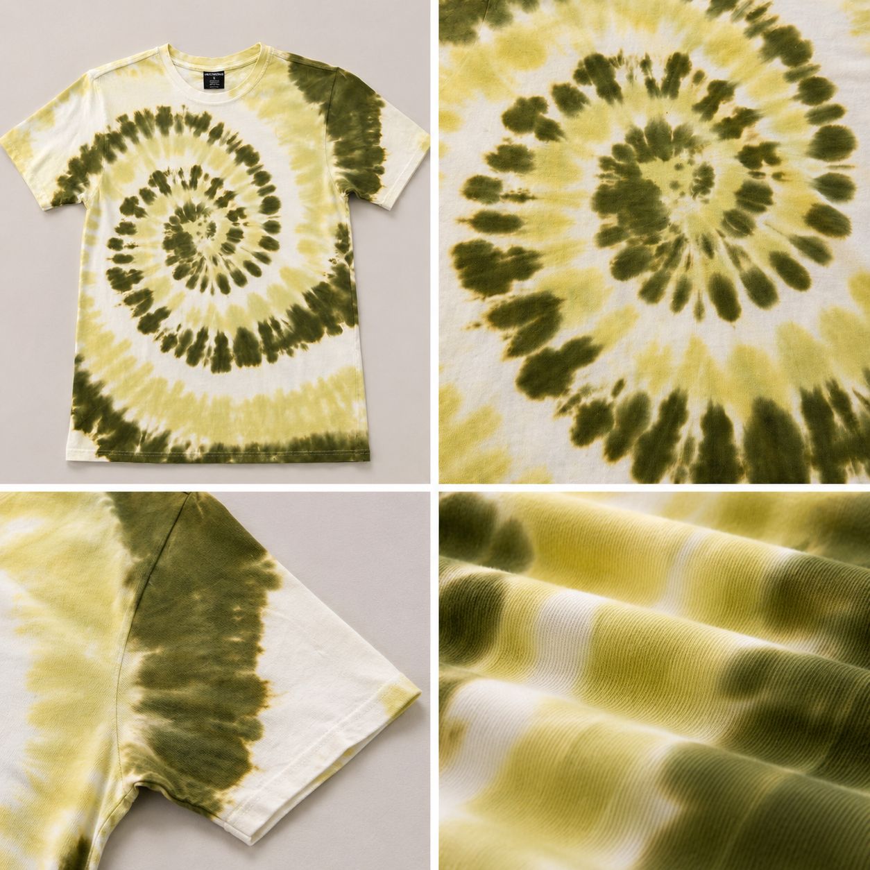 Victorious Men’s Spiral Tie-Dye T-Shirt – Olive Green & White