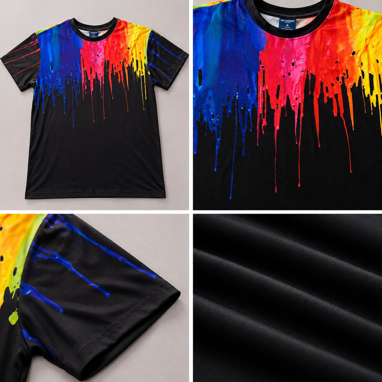 Victorious Men’s Rainbow Drip T-Shirt – Black