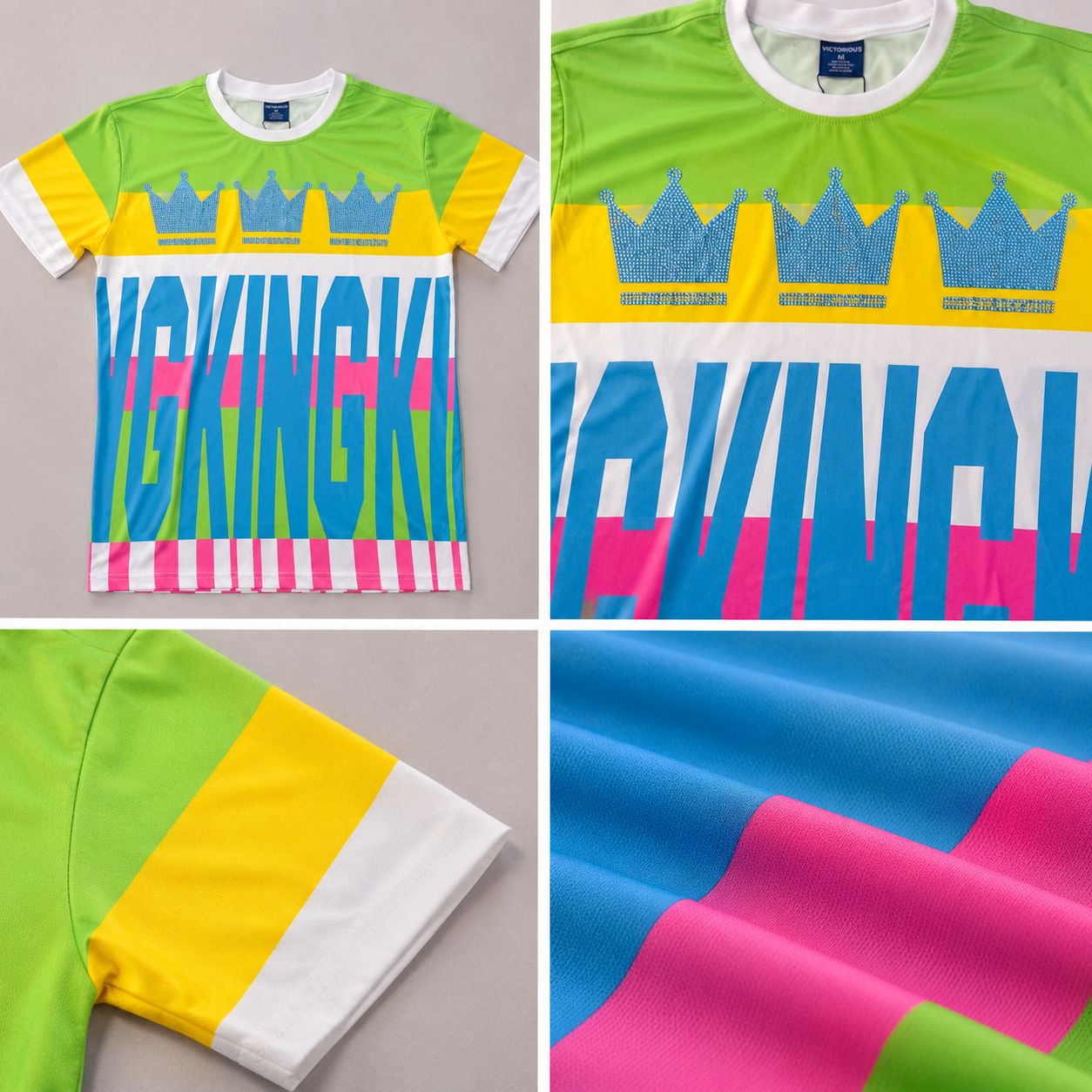 Victorious Men’s King Crown Colour Block T-Shirt – Multicolour