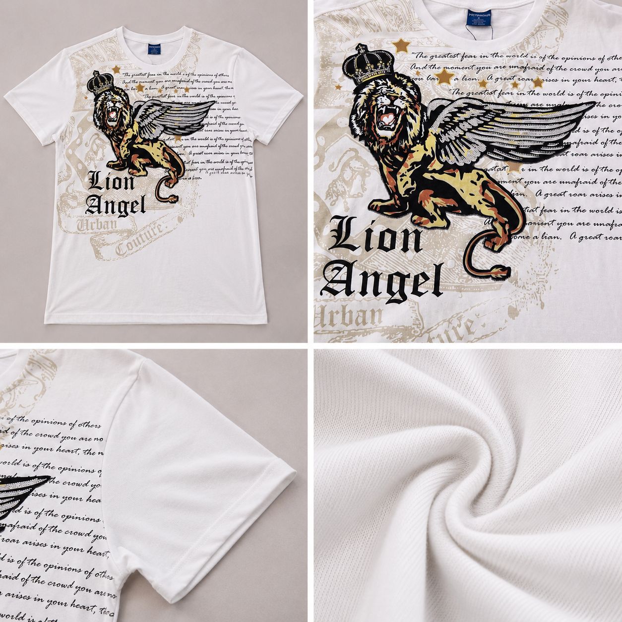 Victorious Men’s Lion Angel Graphic T-Shirt – White