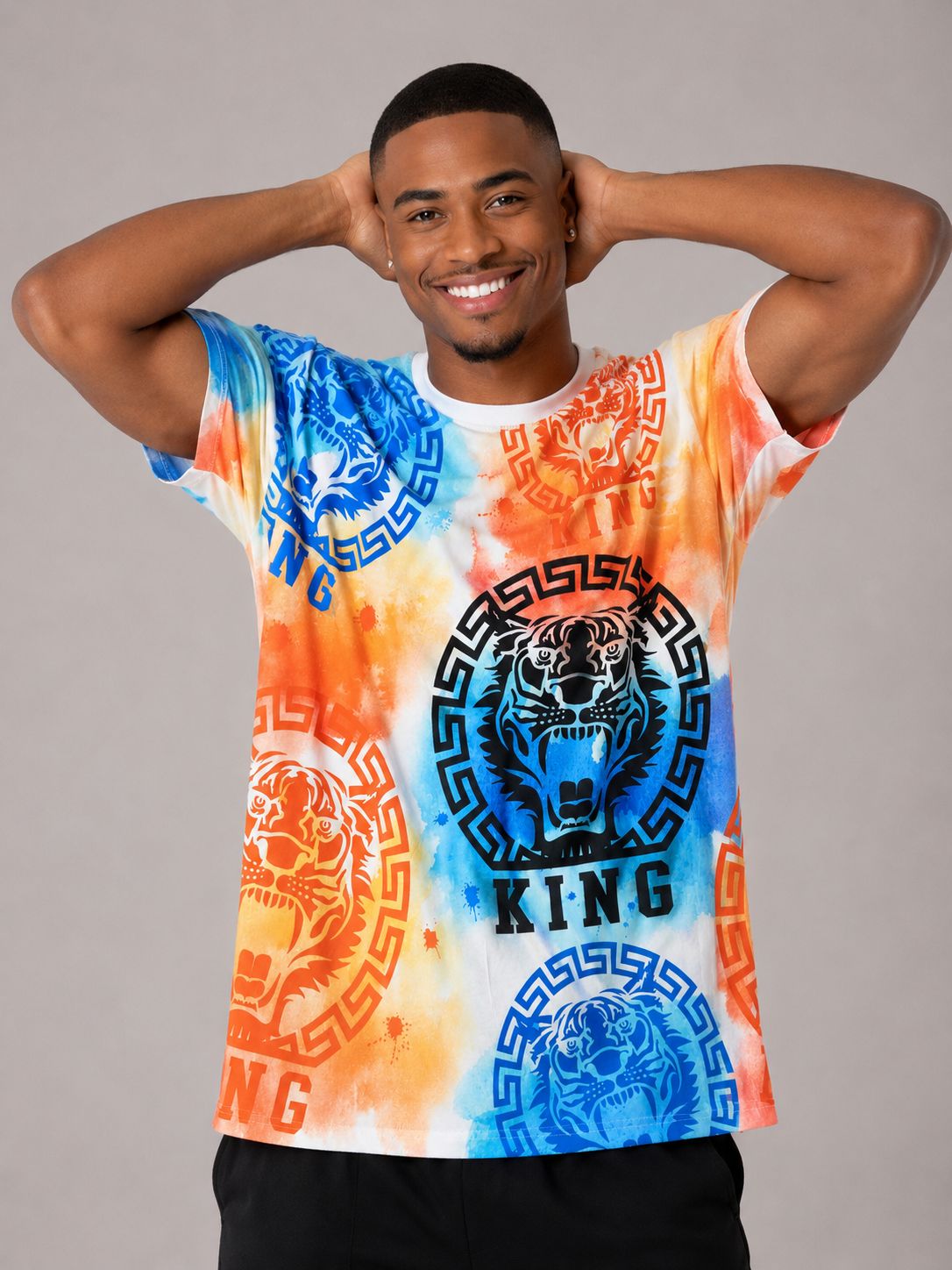 Boys Tiger King All-Over Print T-Shirt – Orange & Blue