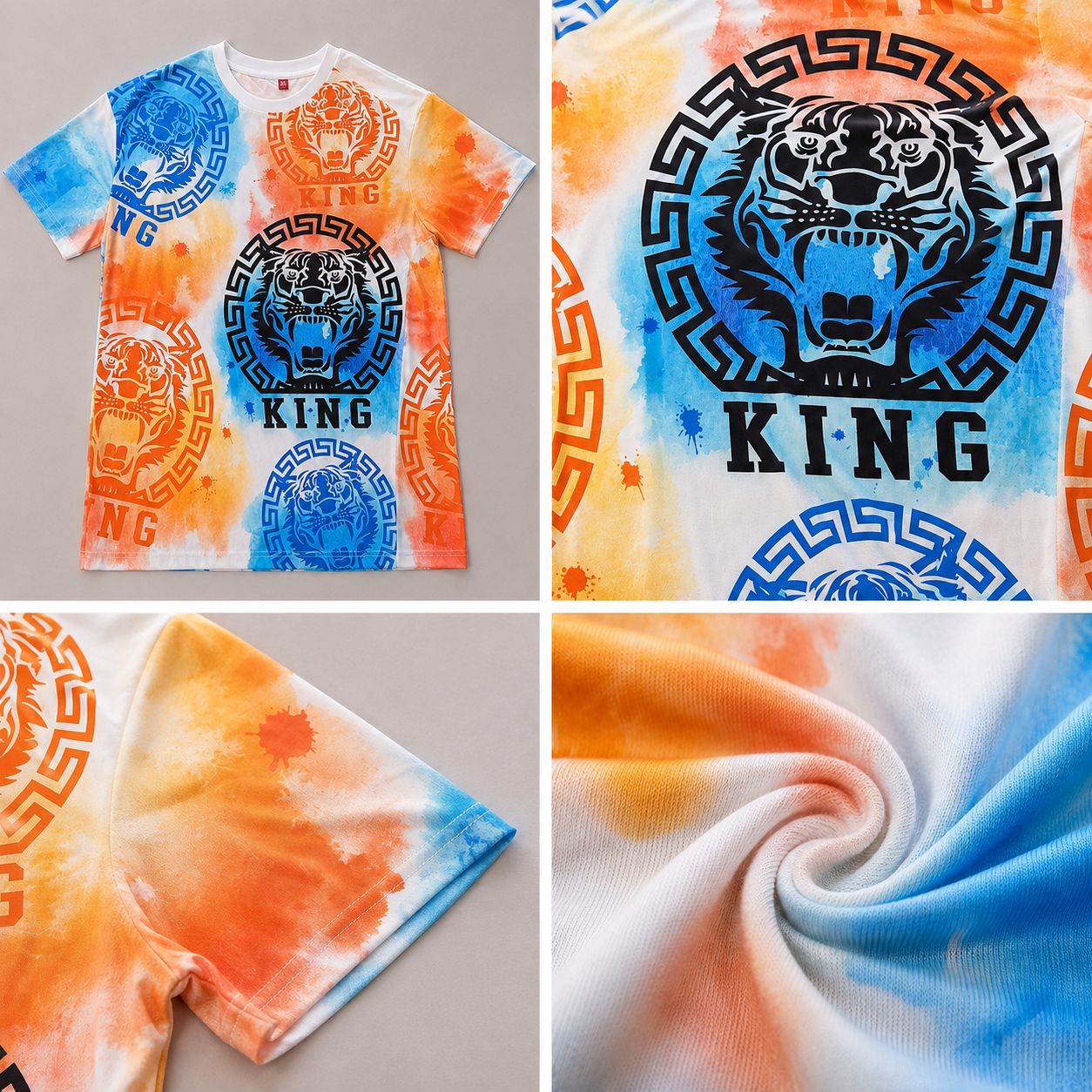 Boys Tiger King All-Over Print T-Shirt – Orange & Blue