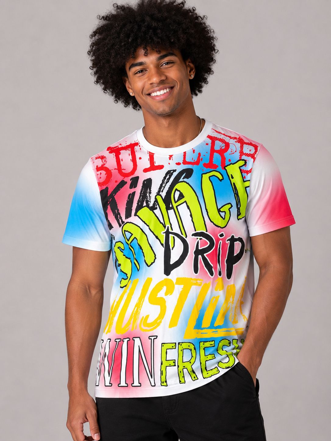 Victorious Men’s Savage Graffiti Graphic T-Shirt – Multicolour