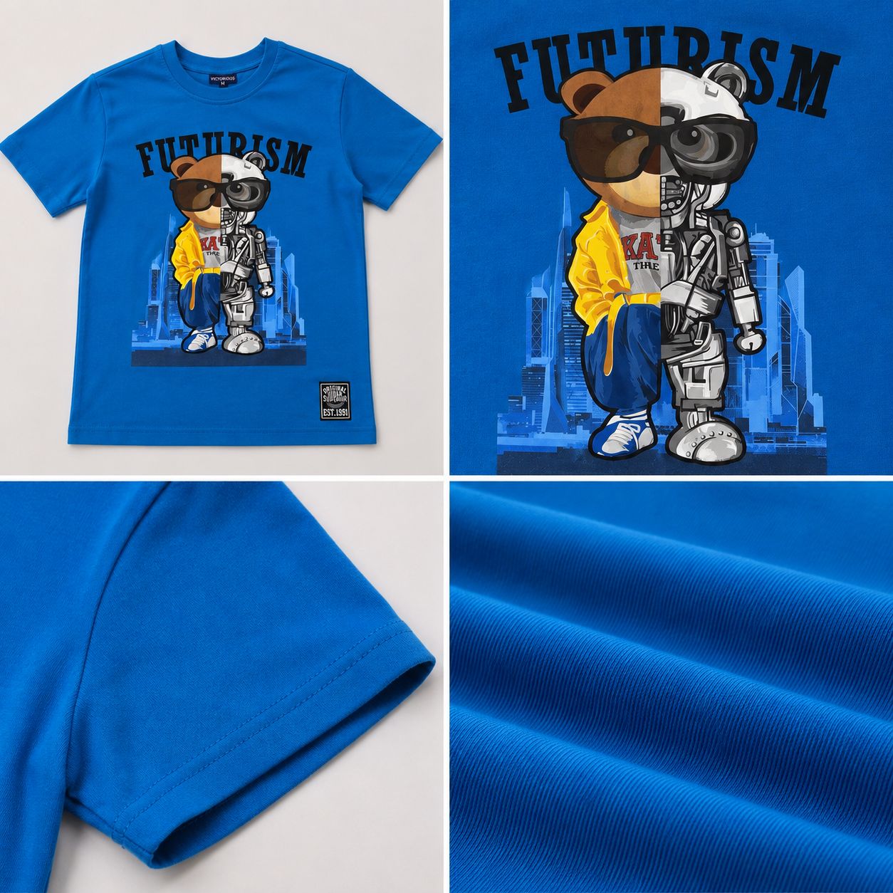 Victorious Boys Futurism Bear Patch T-Shirt – Aqua