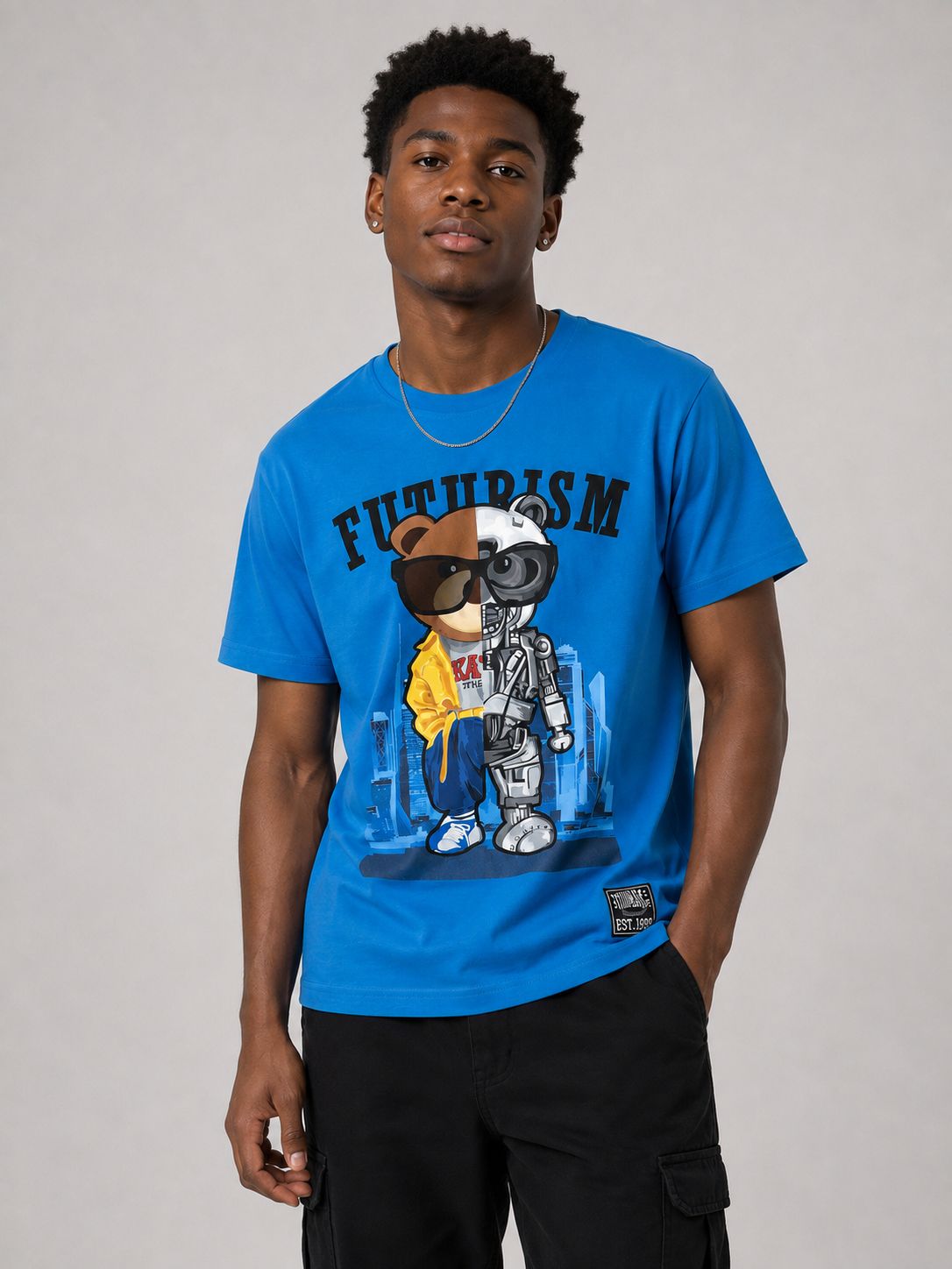 Victorious Boys Futurism Bear Patch T-Shirt – Aqua