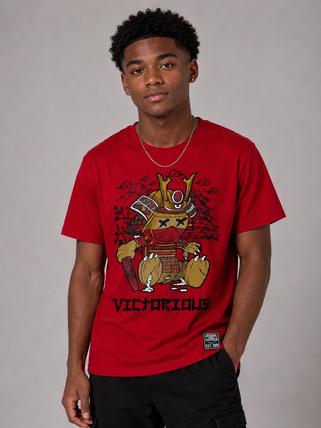 Victorious Boys Samurai Bear Graphic T-Shirt – Red