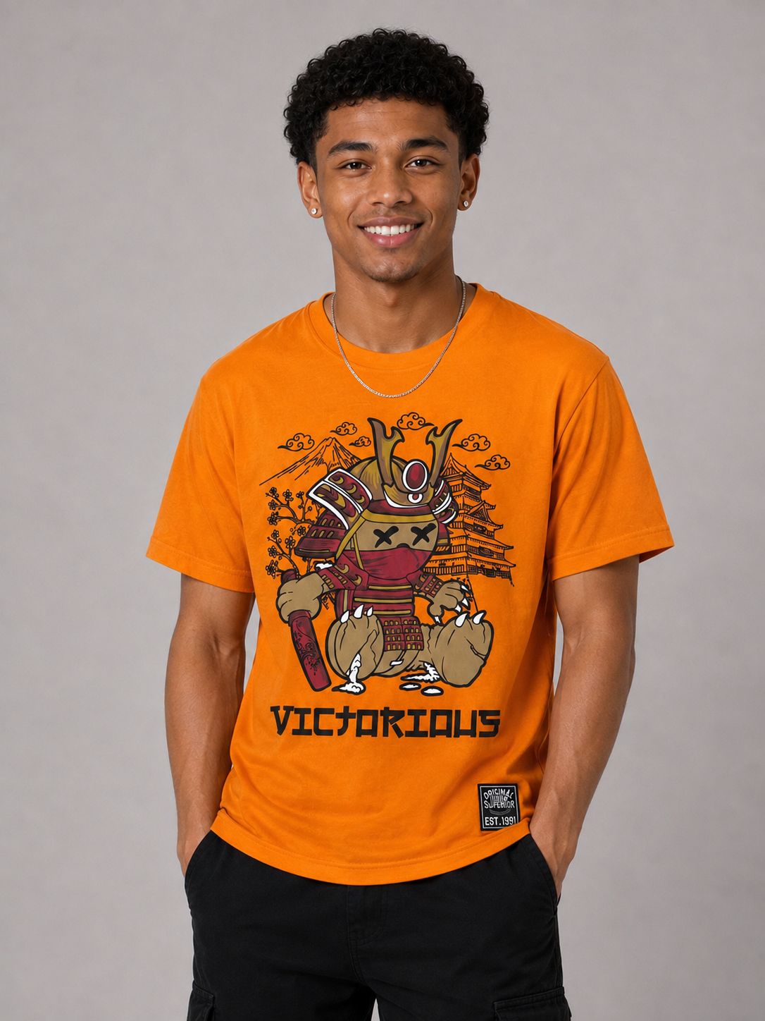 Victorious Boys Samurai Bear Graphic T-Shirt – Orange