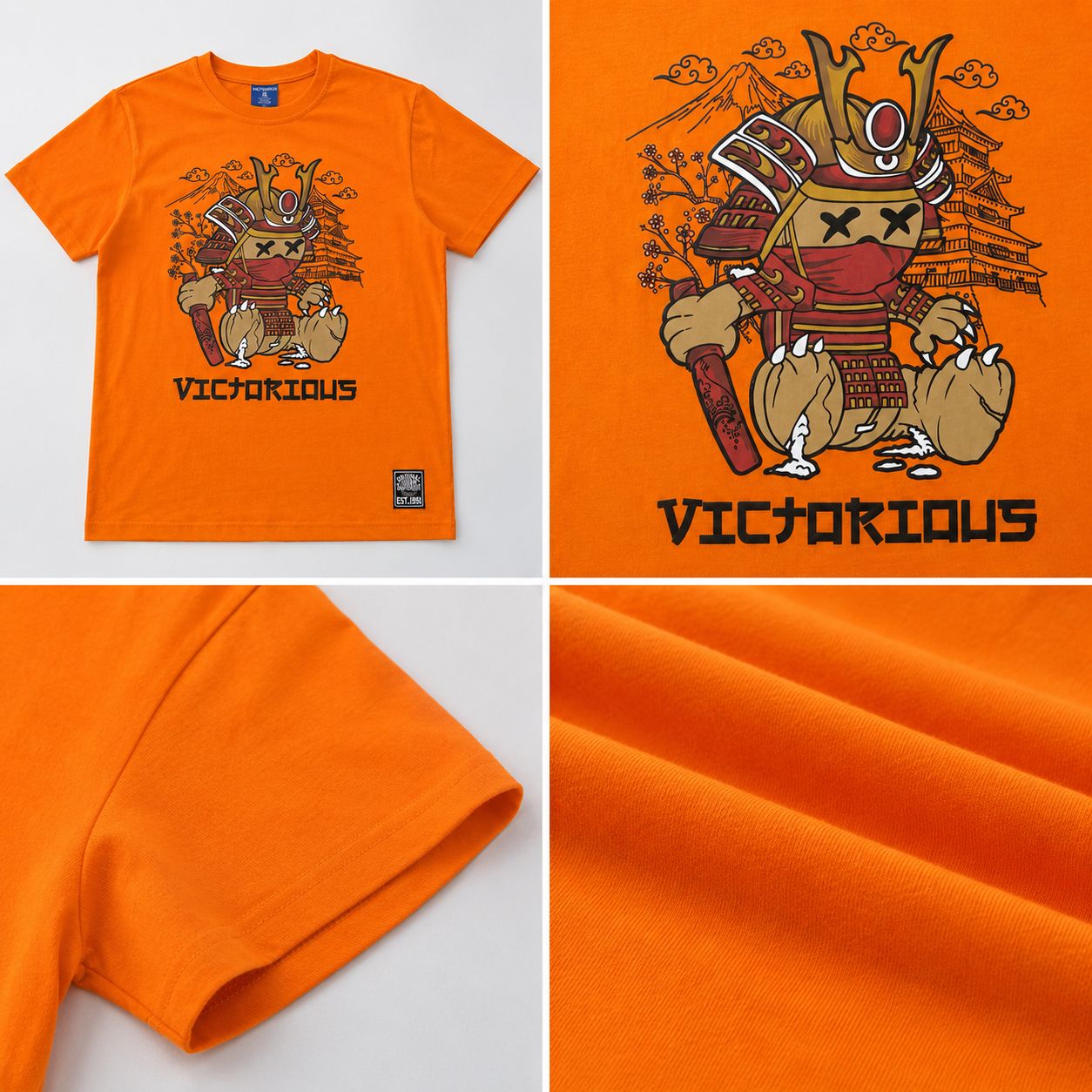 Victorious Boys Samurai Bear Graphic T-Shirt – Orange
