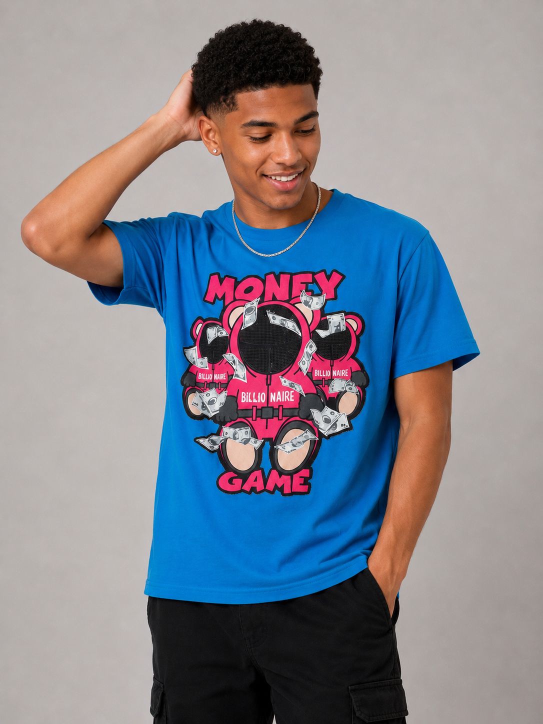 Victorious Boys Money Game Bear Graphic T-Shirt – Blue