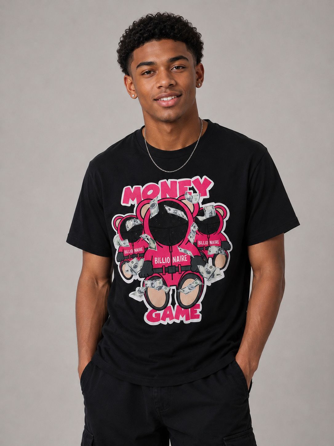 Victorious Boys Money Game Bear Graphic T-Shirt – Black