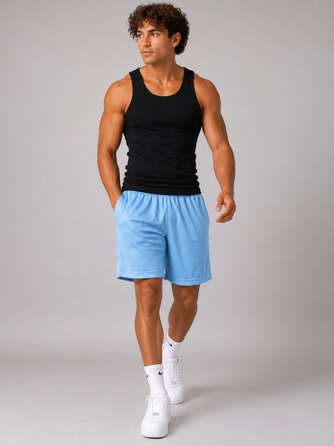 Hill Adult Mesh Sports Shorts – Sky Blue