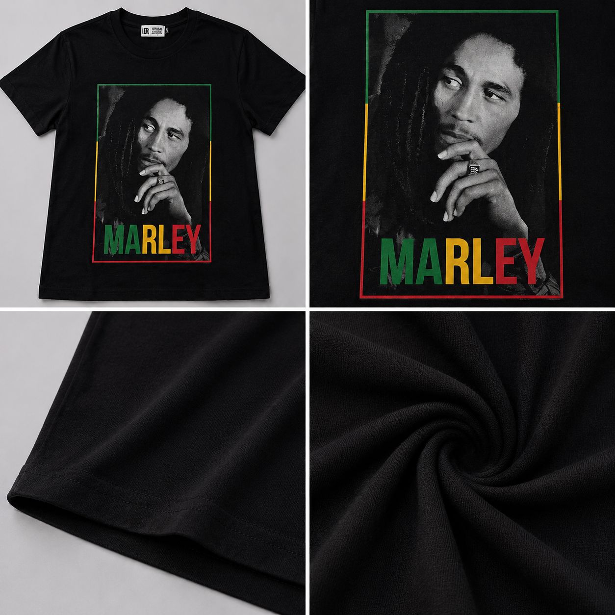 Men’s Bob Marley Portrait Graphic T-Shirt – Black