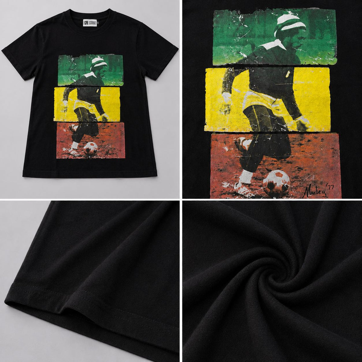 Men’s Bob Marley Football Graphic T-Shirt – Black