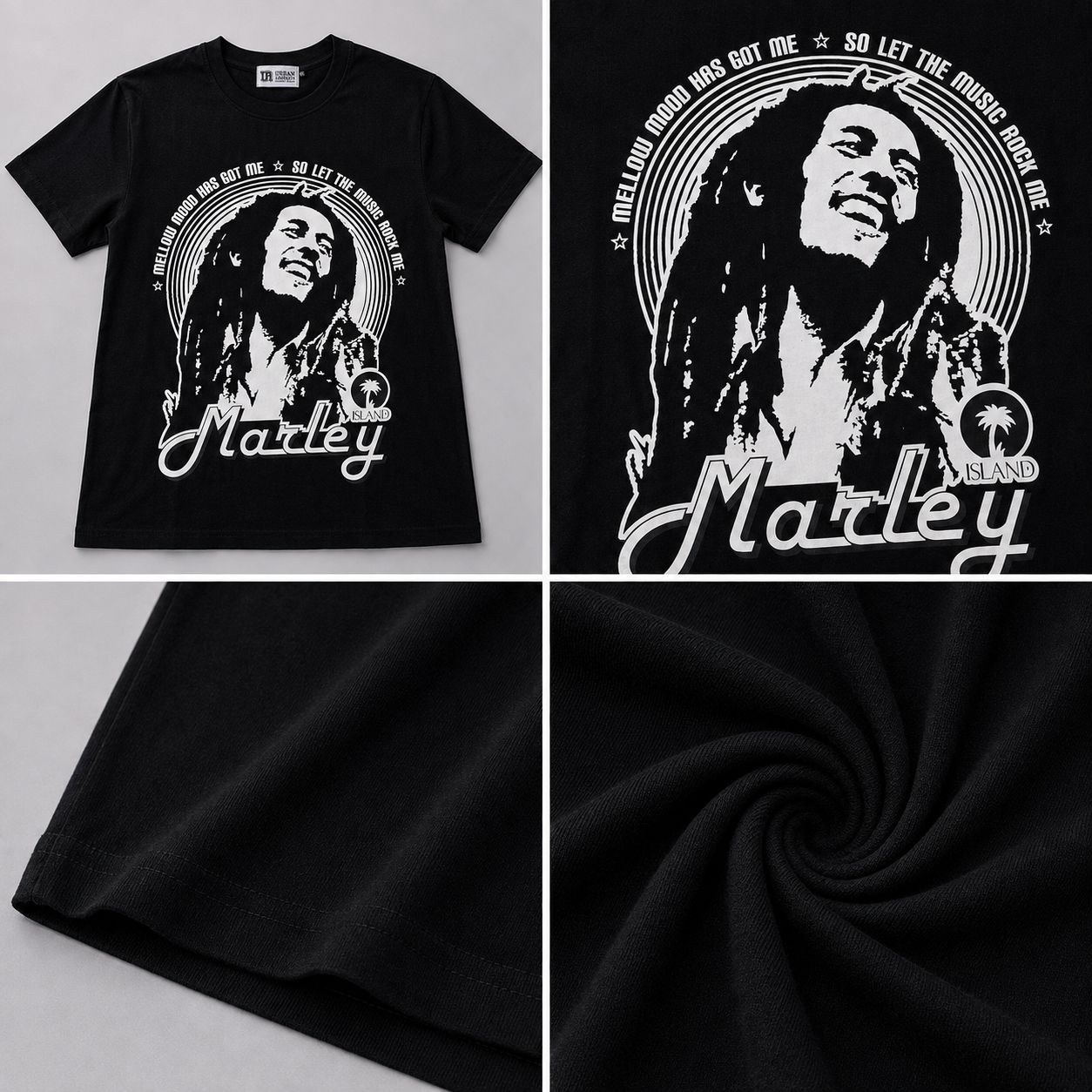 Men’s Bob Marley Music Graphic T-Shirt – Black