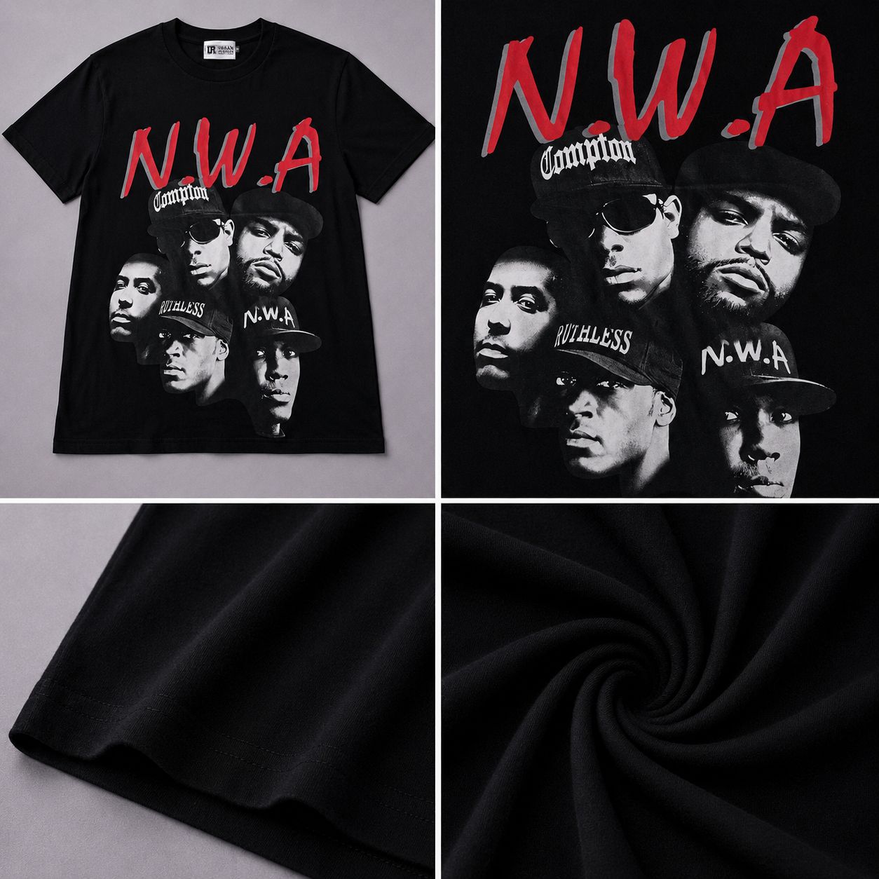 Men’s N.W.A Compton Group Graphic T-Shirt – Black