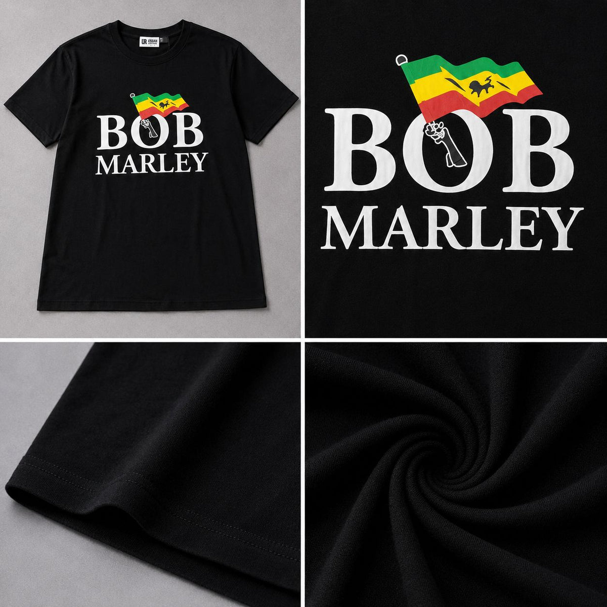 Men’s Bob Marley Flag Graphic T-Shirt – Black